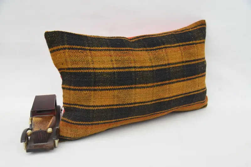 Pillow Sham, 12x20 Orange Pillow Sham, Neutral Throw Cushion Case, Vintage Kilim Pillow, Interior Designer Pillow, Throw Kilim Pillow - 2