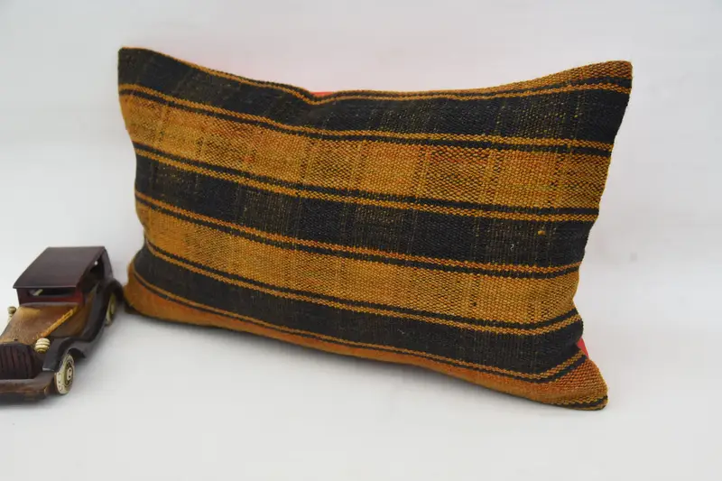 Pillow Sham, 12x20 Orange Pillow Sham, Neutral Throw Cushion Case, Vintage Kilim Pillow, Interior Designer Pillow, Throw Kilim Pillow - 3