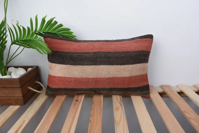 Couch Pillow Cover, 12x20 Red Pillow, Handwoven Cushion Case, Cushion, Turkish Kilim Pillow, Oriental Cushion, Gift Pillow, Boho Pillow Sham Cover - 1