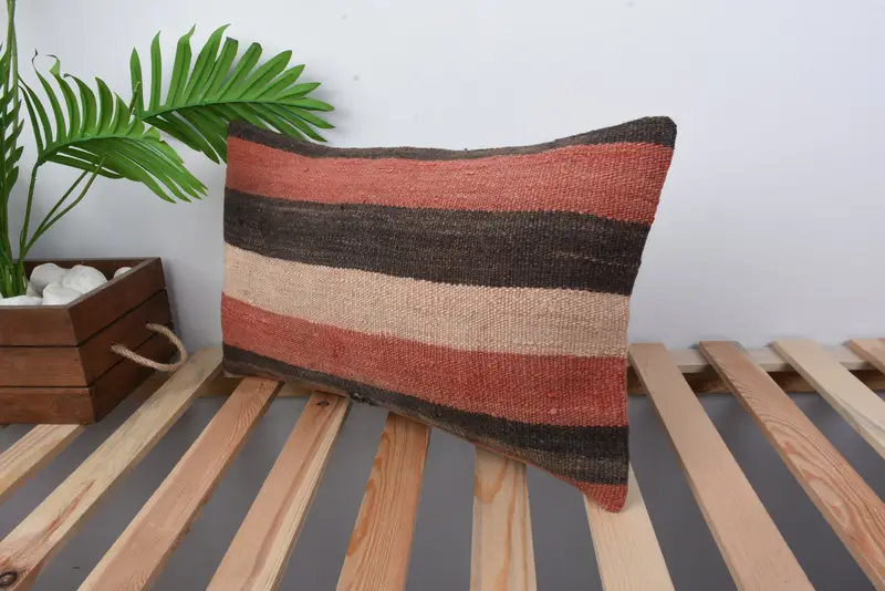 Couch Pillow Cover, 12x20 Red Pillow, Handwoven Cushion Case, Cushion, Turkish Kilim Pillow, Oriental Cushion, Gift Pillow, Boho Pillow Sham Cover - 5