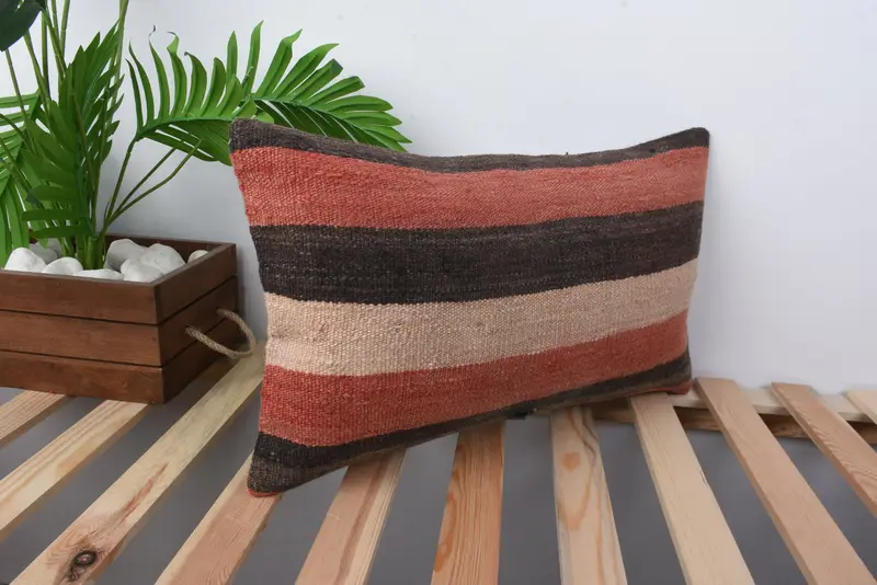 Couch Pillow Cover, 12x20 Red Pillow, Handwoven Cushion Case, Cushion, Turkish Kilim Pillow, Oriental Cushion, Gift Pillow, Boho Pillow Sham Cover - 4