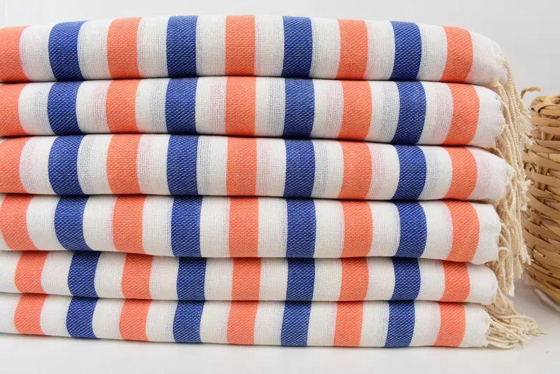 Organic Turkish towel, Beach Theme Wedding Gift, Lightweight Turkish towel, Bridal Shower Favors, 70x40 Cotton Striped Towel, Halloween Gifts - 3