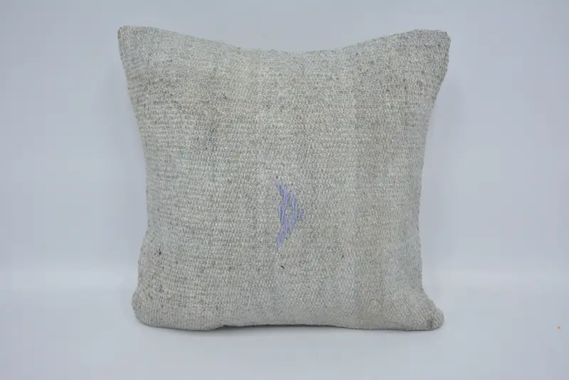 Throw Kilim Pillow, Farmhouse Cushion Case, Home Decor Pillow, Pillow Cover, Boho Pillow Sham Cover, 16x16 Beige Cushion, Boho Chic Cushion Case - 1