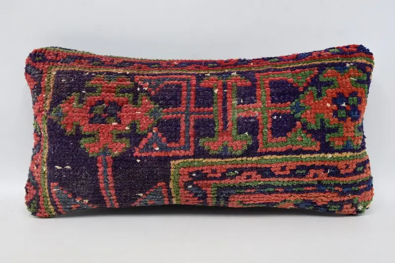 Gift Pillow, Handmade Rug Seat Cushion, Throw Kilim Pillow, Bolster Throw Cushion, 8x16 Blue Cushion Case, Pillow Sham, Antique Pillows - 1