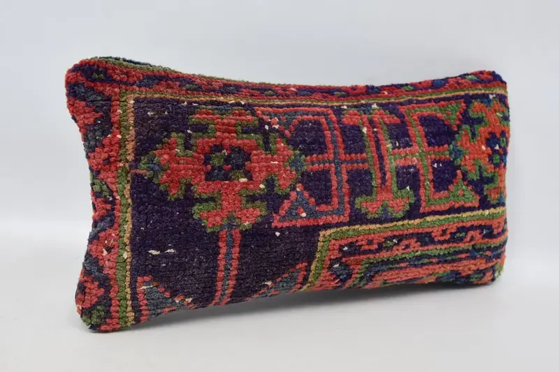 Gift Pillow, Handmade Rug Seat Cushion, Throw Kilim Pillow, Bolster Throw Cushion, 8x16 Blue Cushion Case, Pillow Sham, Antique Pillows - 4