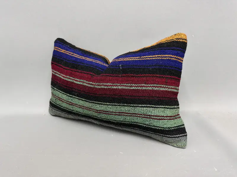 Pillow Case, Kilim Cushion Sham, Meditation Cushion, Pillow for Couch, 12x20 Green Cushion Cover, Sofa Pillow Sham, Kilim Pillow Cover, Bed Cushion - 3