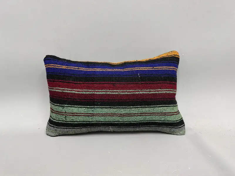 Pillow Case, Kilim Cushion Sham, Meditation Cushion, Pillow for Couch, 12x20 Green Cushion Cover, Sofa Pillow Sham, Kilim Pillow Cover, Bed Cushion - 4