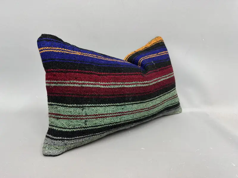 Pillow Case, Kilim Cushion Sham, Meditation Cushion, Pillow for Couch, 12x20 Green Cushion Cover, Sofa Pillow Sham, Kilim Pillow Cover, Bed Cushion - 2