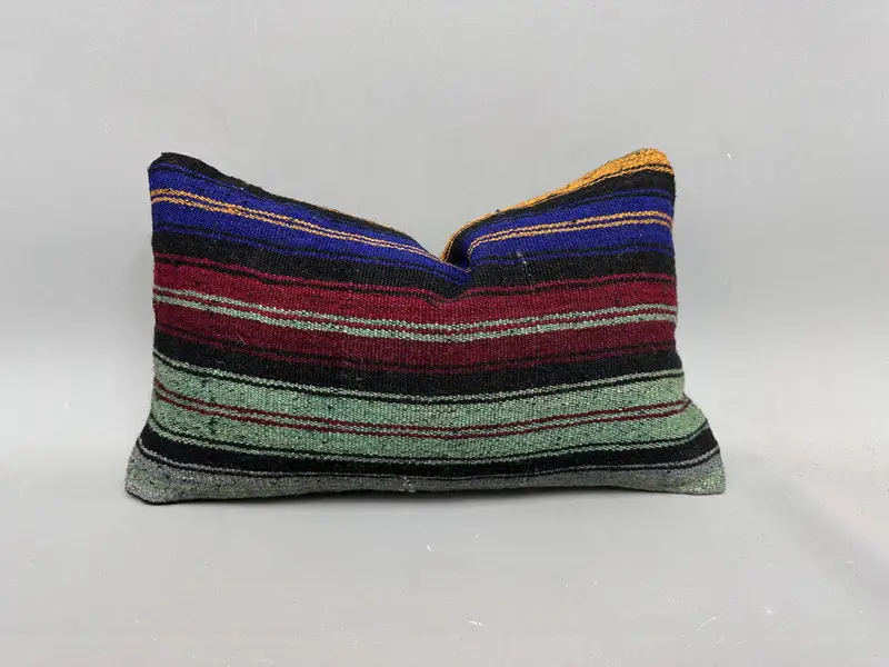 Pillow Case, Kilim Cushion Sham, Meditation Cushion, Pillow for Couch, 12x20 Green Cushion Cover, Sofa Pillow Sham, Kilim Pillow Cover, Bed Cushion - 1