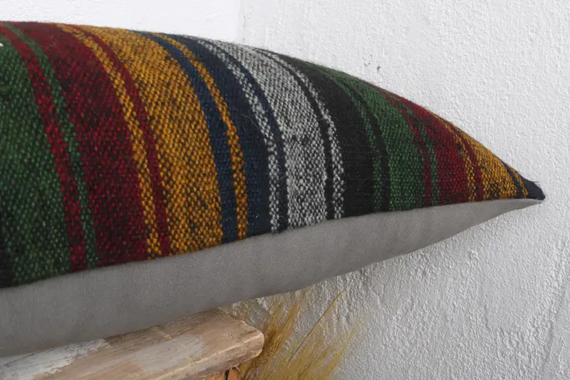 Patio Pillow Case, Turkish Pillow, 16x48 Brown Cushion, Bolster Throw Pillow Sham, Kilim Pillow, Kilim Cushion Sham, Pillow Cover - 5