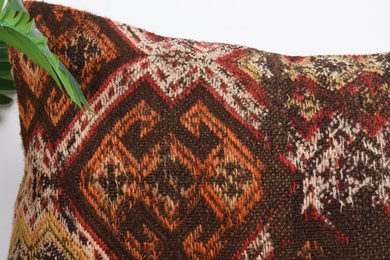 Interior Designer Pillow, 16x24 Brown Pillow Case, Throw Kilim Pillow, Pillow Case, Boho Pillow Sham Cover, Wool Kilim Pillow Cushion Case - 2