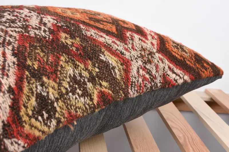 Interior Designer Pillow, 16x24 Brown Pillow Case, Throw Kilim Pillow, Pillow Case, Boho Pillow Sham Cover, Wool Kilim Pillow Cushion Case - 7