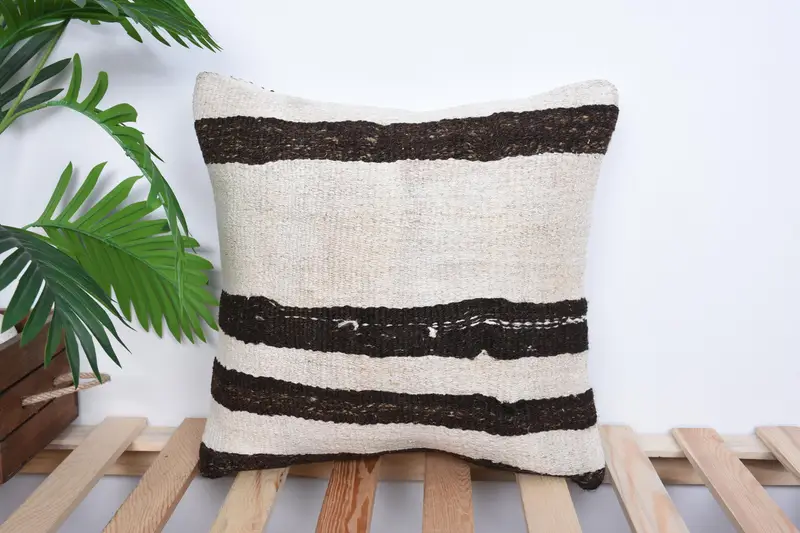 Pillow Cover, Interior Designer Pillow, 16x16 White Pillow Case, Vintage Kilim Pillow Pillow Sham, Pillow for Sofa, Boho Pillow Sham Cover - 1