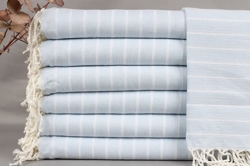 Turkish Towel Bath Towel Striped Towel, Baby Blue Decor Towel, 40x71 Inches