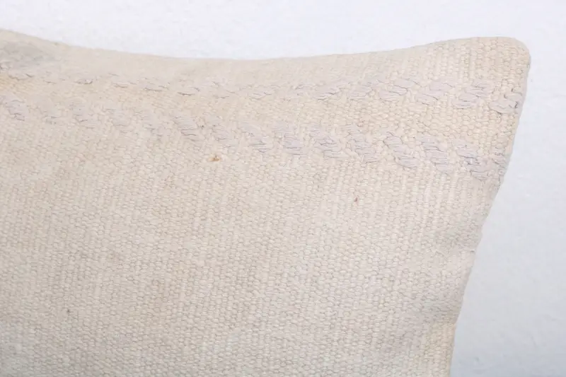 Boho Pillow Sham Cover, 12x20 White Cushion Case, Turkish Kilim Pillow, Handmade Rug Seat Pillow Cover, Kilim Pillow, Pillow Sham - 5