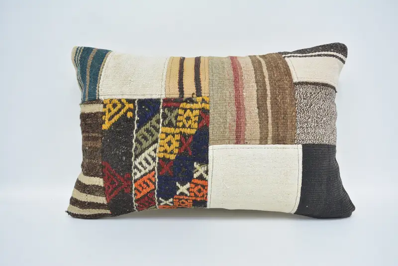 Boho Pillow Sham Cover, 16x24 White Pillow, Kilim Pillow, Pillow Case, Designer Throw Pillow Cover, Throw Kilim Pillow, Accent Cushion Case - 1
