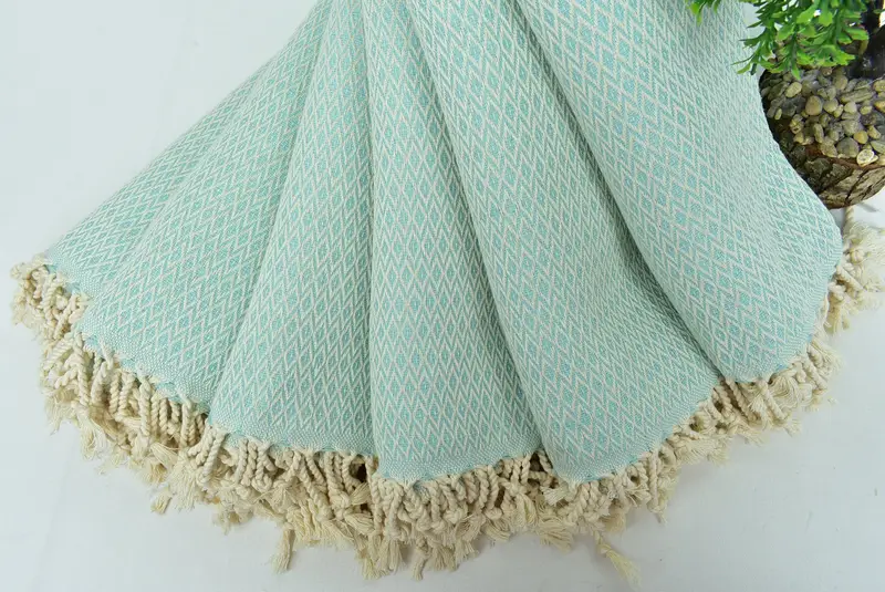 Absorbent Turkish towel, Wedding Gifts Towel, Friends Beach Towel, 70x40 Cotton Diamond Towel, Housewarming Gift, Valentines Day Gift, Guest Towel - 4