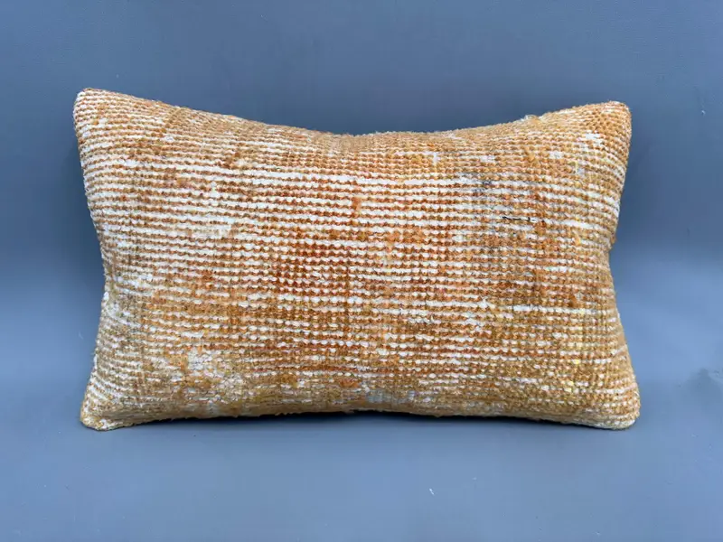 Ikat Pillow Sham, Throw Kilim Pillow, Ethnical Kilim Rug Pillow, 12x20 Orange Pillow Case, Cozy Throw Pillow, Pillow Sham, Boho Pillow Sham Cover - 4