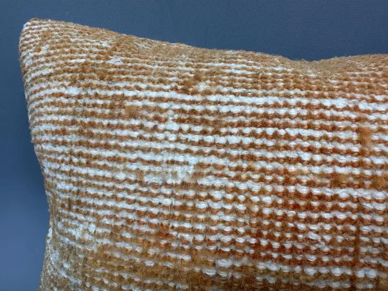 Ikat Pillow Sham, Throw Kilim Pillow, Ethnical Kilim Rug Pillow, 12x20 Orange Pillow Case, Cozy Throw Pillow, Pillow Sham, Boho Pillow Sham Cover - 5