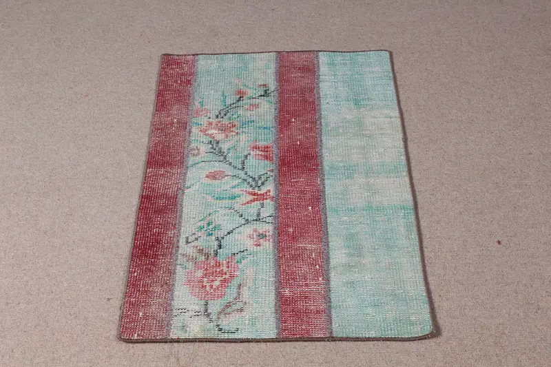 Alfombra Patchwork Azul y Rojo, 2x3,1ft Decoración Elegante