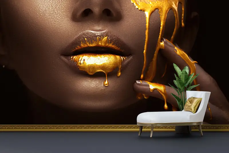 Altın Güzellik Baskılı Duvar Kağıdı: Zarif Altın Modern Tasarım