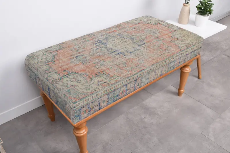 北欧オットマン グレー＆ベージュ ウール混ソファ オットマン