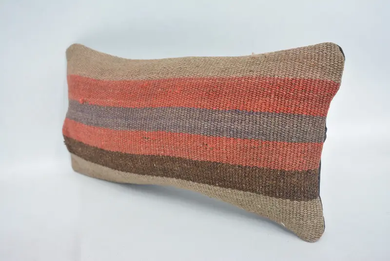 Antique Pillows, Cushion Cover, 8x16 Red Pillow, Square Throw Pillow, Kilim Pillow Cover, Vintage Pillow, Bolster Throw Pillow Sham - 4