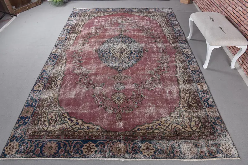 Mor, Mavi Güneybatı Halısı, 7,4x11,7 ft Şık Dekor