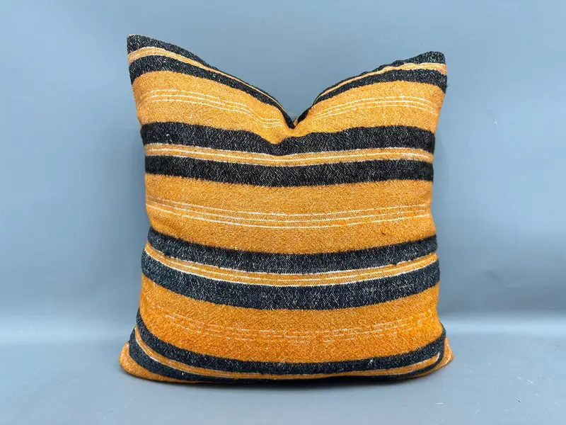 Kilim Rug Pillow Sham, Retro Pillow Cover, 20x20 Orange Cushion, Pillow for Couch, Boho Pillow, Throw Kilim Pillow, Pillow Cover - 1