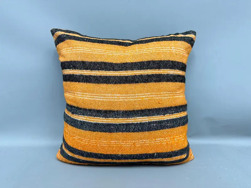 Kilim Rug Pillow Sham, Retro Pillow Cover, 20x20 Orange Cushion, Pillow for Couch, Boho Pillow, Throw Kilim Pillow, Pillow Cover - 4