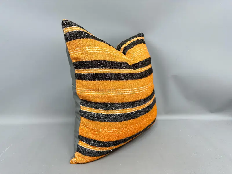 Kilim Rug Pillow Sham, Retro Pillow Cover, 20x20 Orange Cushion, Pillow for Couch, Boho Pillow, Throw Kilim Pillow, Pillow Cover - 2