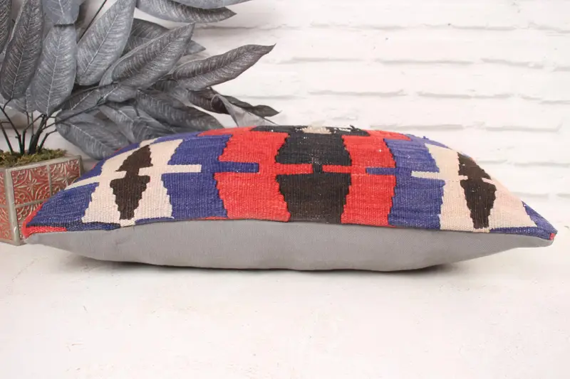 Cotton Cushion Cover, Cushion, Tribal Cushion, 12x24 Red Pillow Cover, Kilim Pillow, Pillow for Couch, Gift Pillow, Nomadic Pillow Sham - 5
