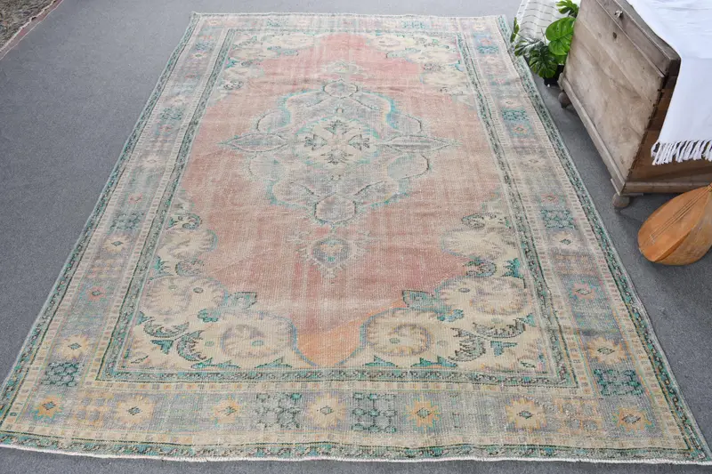 Handmade Moroccan Rug, 6.2x0.9 ft Purple & Green