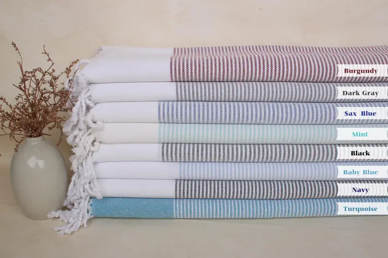 40x18 Cotton Striped Towel, Custom Hand Towel, Towel With Name, Personalized Gift For Her, Gifts For Him, Turkish Tea Towel, Kitchen Towel - 1