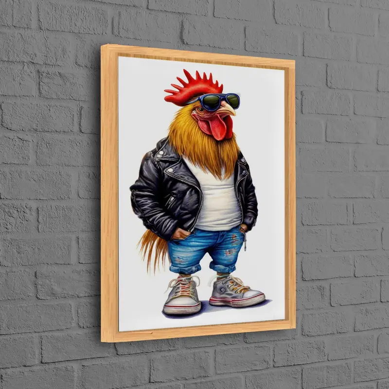 Moderne Hahn-Leinwand: Abstrakter surrealer Kunstdruck für Zuhause