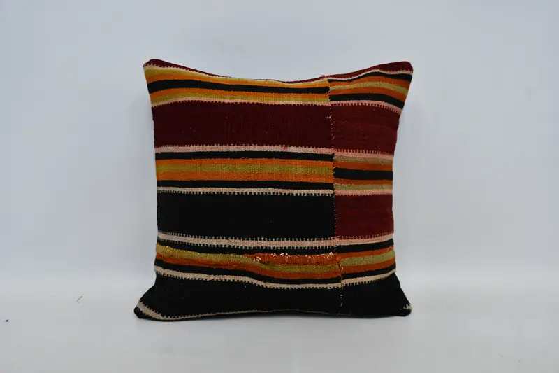 Kilim Cushion Sham, Vintage Kilim Throw Pillow, Antique Pillows, Turkish Rugs Pillow, 20x20 Brown Cushion Case, Cushion Cover - 1