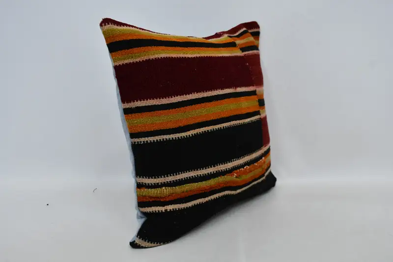 Kilim Cushion Sham, Vintage Kilim Throw Pillow, Antique Pillows, Turkish Rugs Pillow, 20x20 Brown Cushion Case, Cushion Cover - 3