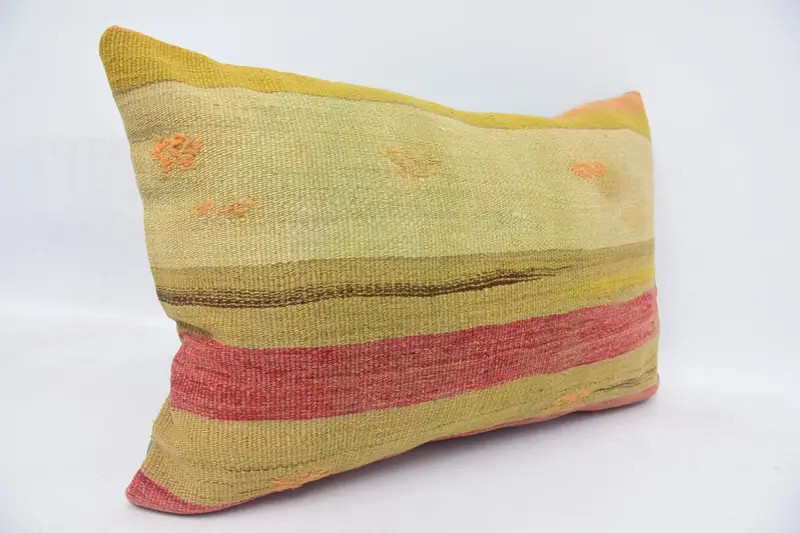 Boho Throw Pillow Cover, Handmade Kilim Cushion, 16x24 Green Cushion Cover, Pillow, Garden Pillow Cover, Pillow for Sofa, Turkish Kilim Pillow - 3