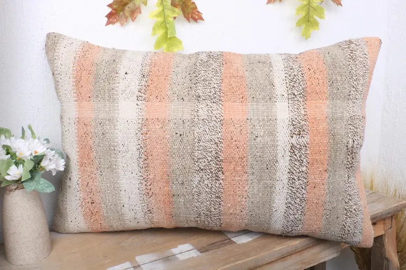 Kilim Pillow Cover, Vintage Kilim Throw Pillow, Handwoven Pillow Cover Cushion Case, Home Decor Pillow, 16x24 Brown Cushion Cover, Cushion - 4