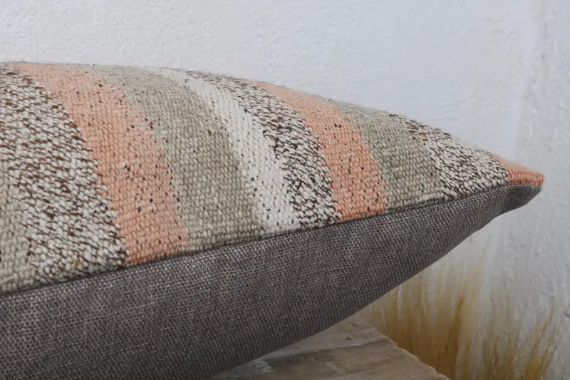 Kilim Pillow Cover, Vintage Kilim Throw Pillow, Handwoven Pillow Cover Cushion Case, Home Decor Pillow, 16x24 Brown Cushion Cover, Cushion - 6