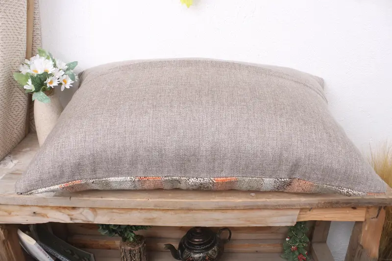 Kilim Pillow Cover, Vintage Kilim Throw Pillow, Handwoven Pillow Cover Cushion Case, Home Decor Pillow, 16x24 Brown Cushion Cover, Cushion - 7