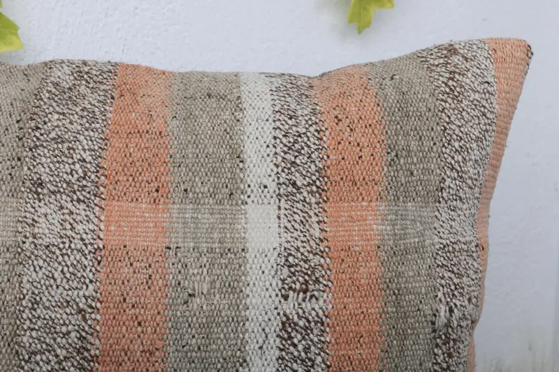 Kilim Pillow Cover, Vintage Kilim Throw Pillow, Handwoven Pillow Cover Cushion Case, Home Decor Pillow, 16x24 Brown Cushion Cover, Cushion - 5
