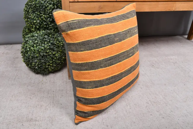 20x20 Orange Pillow, Turkish Pillow, Vintage Throw Pillow Cover, Cushion Cover, Pillow for Couch, Couch Pillow Cover, Boho Pillow Sham Cover - 7