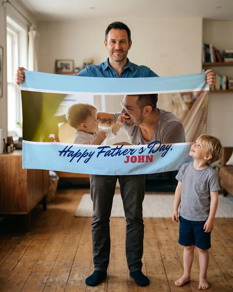 Personalisiertes Foto-Strandtuch für Papa, individuelles Vatertagsgeschenk, Poolhandtuch mit Namensfoto, Geschenk von - 1