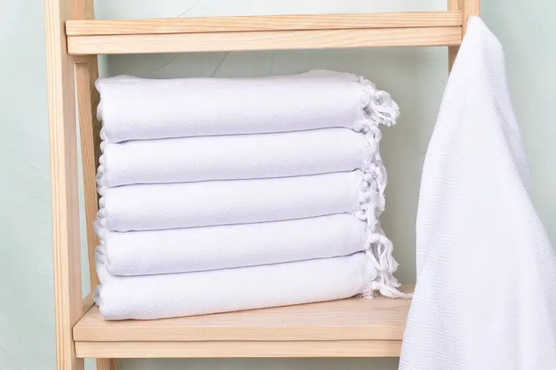 Personalized Beach Towel White Organic Cotton/Linen, 40x71 Inches