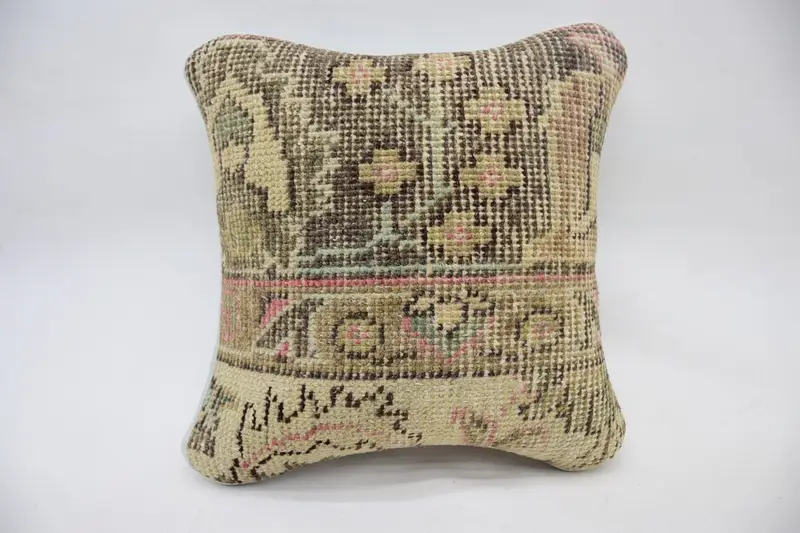 Vintage Gift Holiday Decor Euro Sham, TexturedPink 36x36 cm Wool Pillowcase - 1