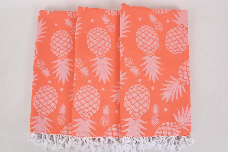 Turkish Towel Beach, Boyfriend Christmas Gift, 70x36 Cotton Pineapple Design Towel, Sand-Resistant Peshtemal, Turkish beach towel, Beach Towel Gift - 3