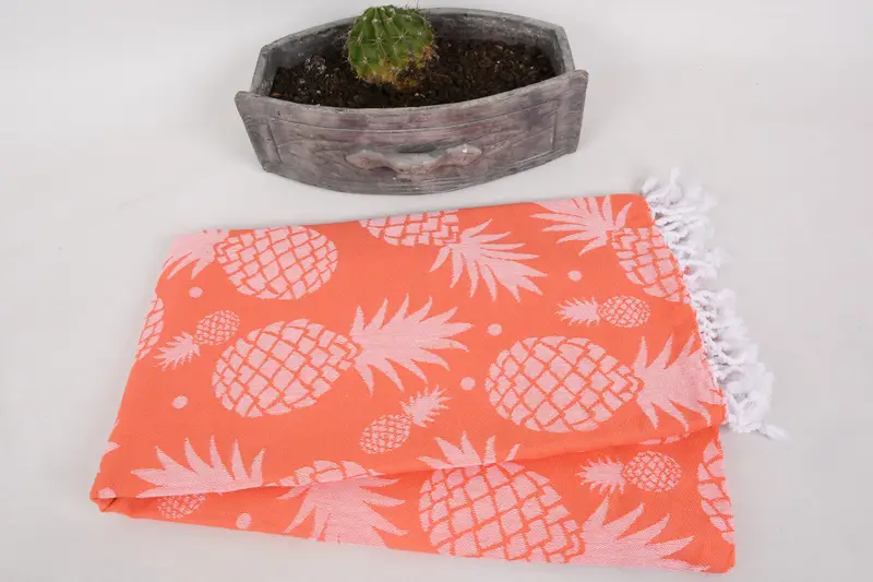Turkish Towel Beach, Boyfriend Christmas Gift, 70x36 Cotton Pineapple Design Towel, Sand-Resistant Peshtemal, Turkish beach towel, Beach Towel Gift - 6