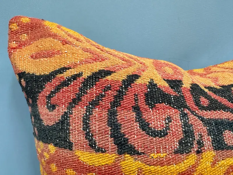 Handmade Cushion Case, Cozy Throw Cushion, 20x20 Orange Pillow, Pillow for Sofa, Pillow Sham, Home Decor Pillow, Boho Pillow - 5
