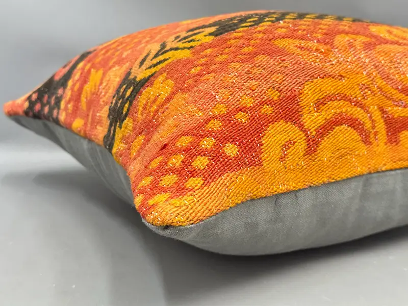 Handmade Cushion Case, Cozy Throw Cushion, 20x20 Orange Pillow, Pillow for Sofa, Pillow Sham, Home Decor Pillow, Boho Pillow - 6